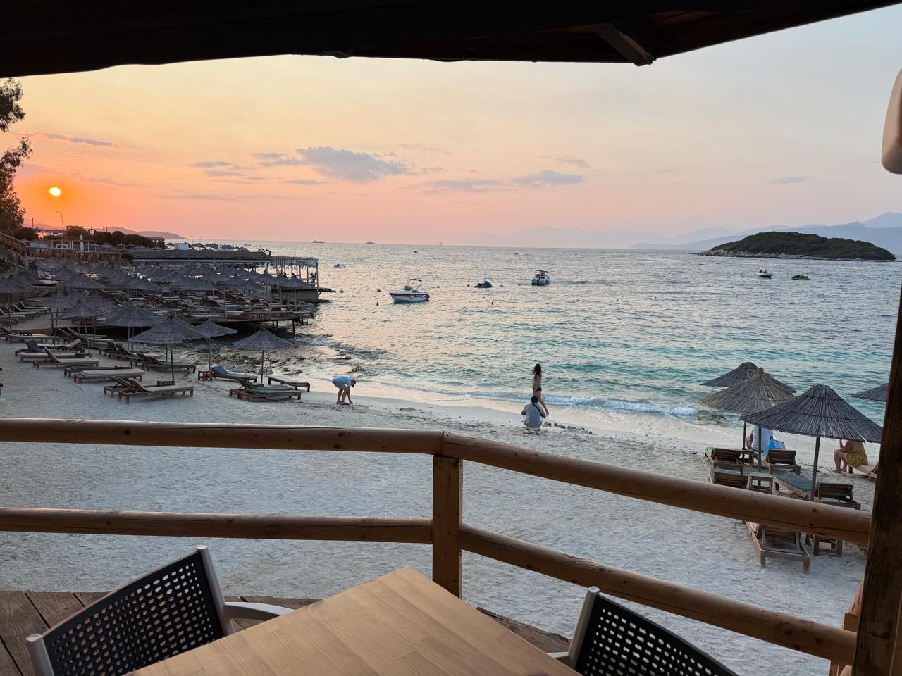 Long sea-view terrace at Summer Gate restaurant in Ksamil, Albania